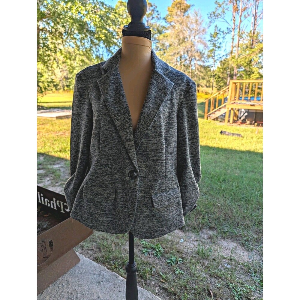 Soho Apparel LTD Women's Blazer Size Large Heather Gray 3/4 Sleeve Jacket Career